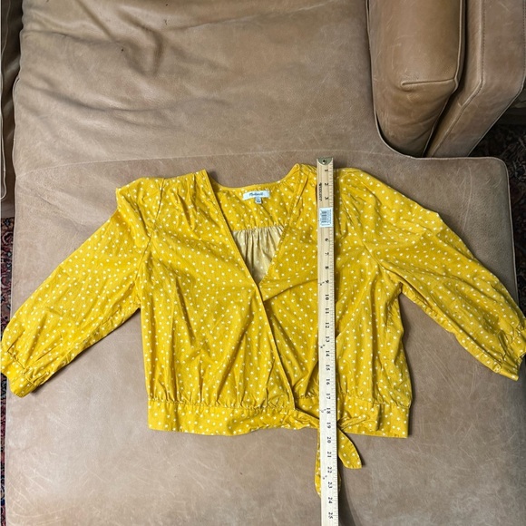 Madewell Women's L Wrap Blouse Top 100% Cotton Star Scatter Yellow White Stars - Picture 4 of 9